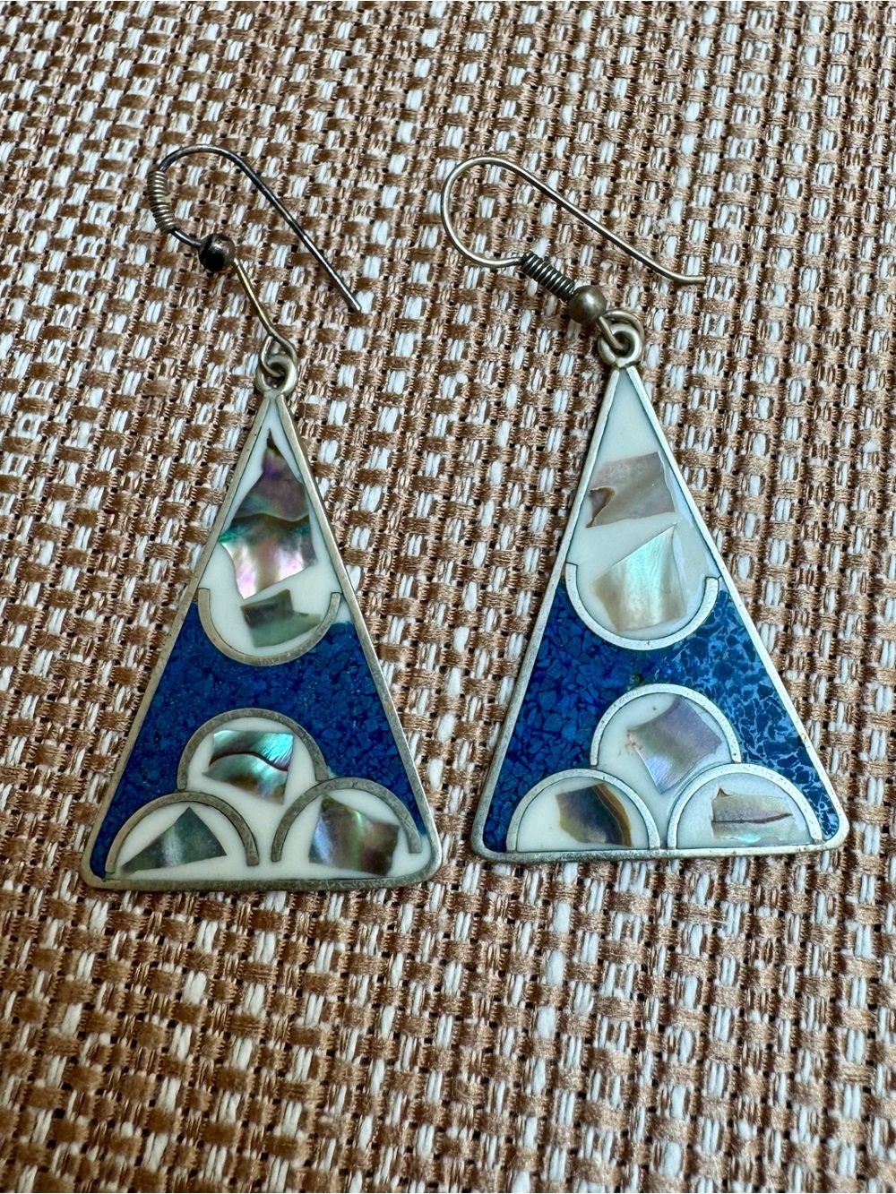 Abalone Inlay Triangle Drop Earrings